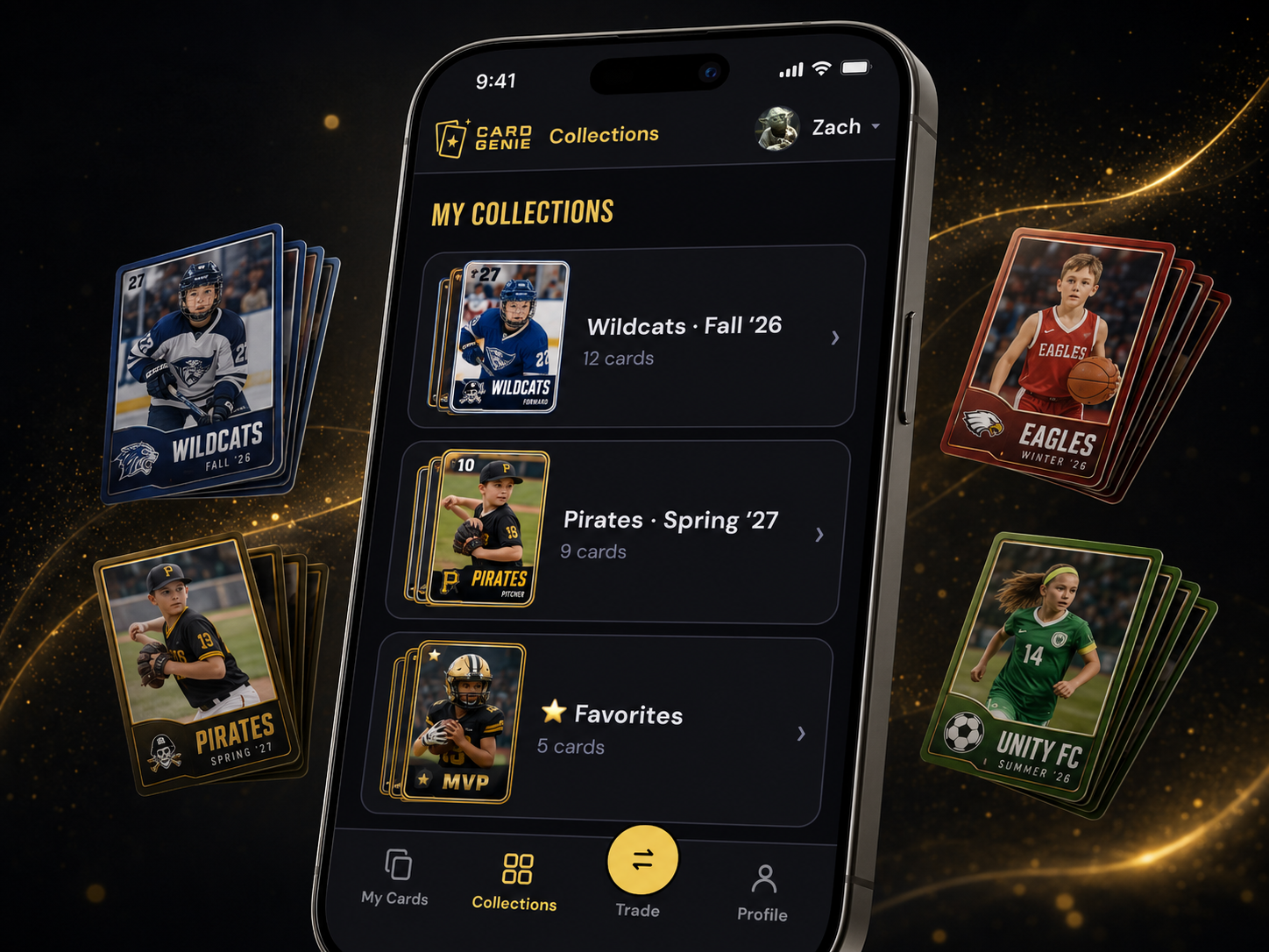 My Collections — cards grouped into Team and Season sets