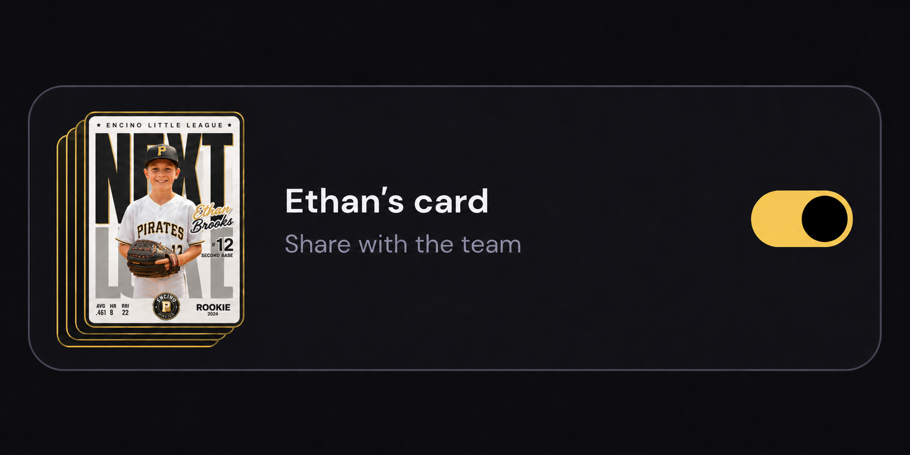 A card's per-card 'share with the team' toggle